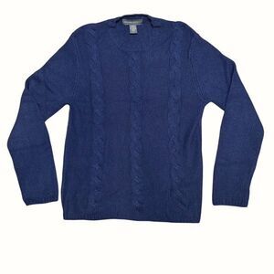 Banana Republic Blue Sweater Cableknit Crewneck Women’s Wool and Cashmere Medium
